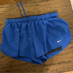 Nike running shorts with brief and split sides royal blue and grey EUC Medium